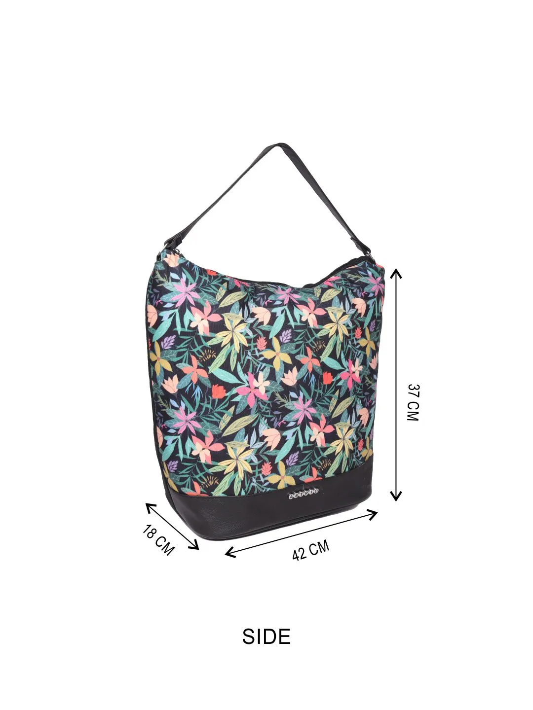 Black Base With Multi Color Flower Print Bag