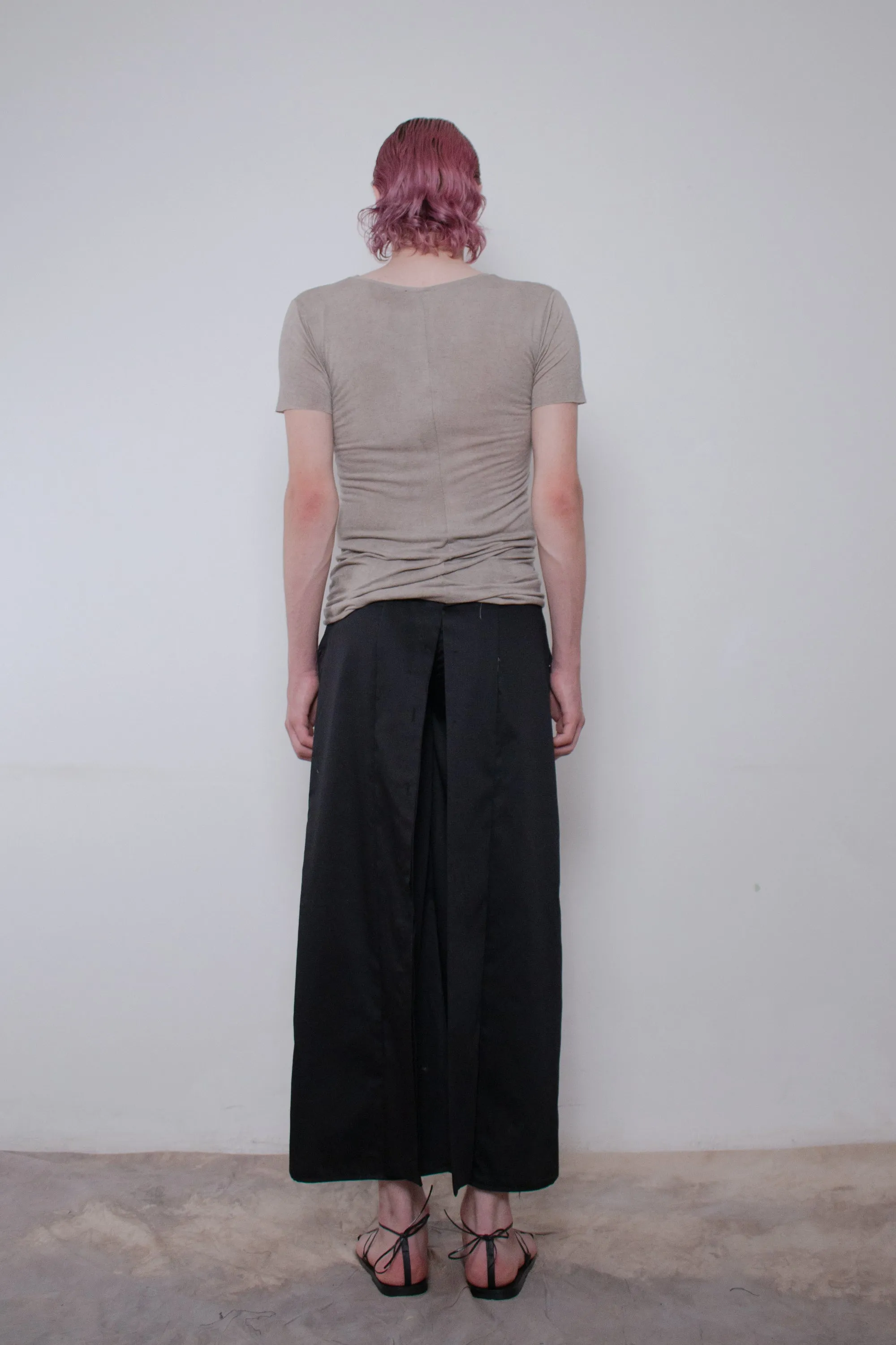 Black Buttoned Cotton Trousers