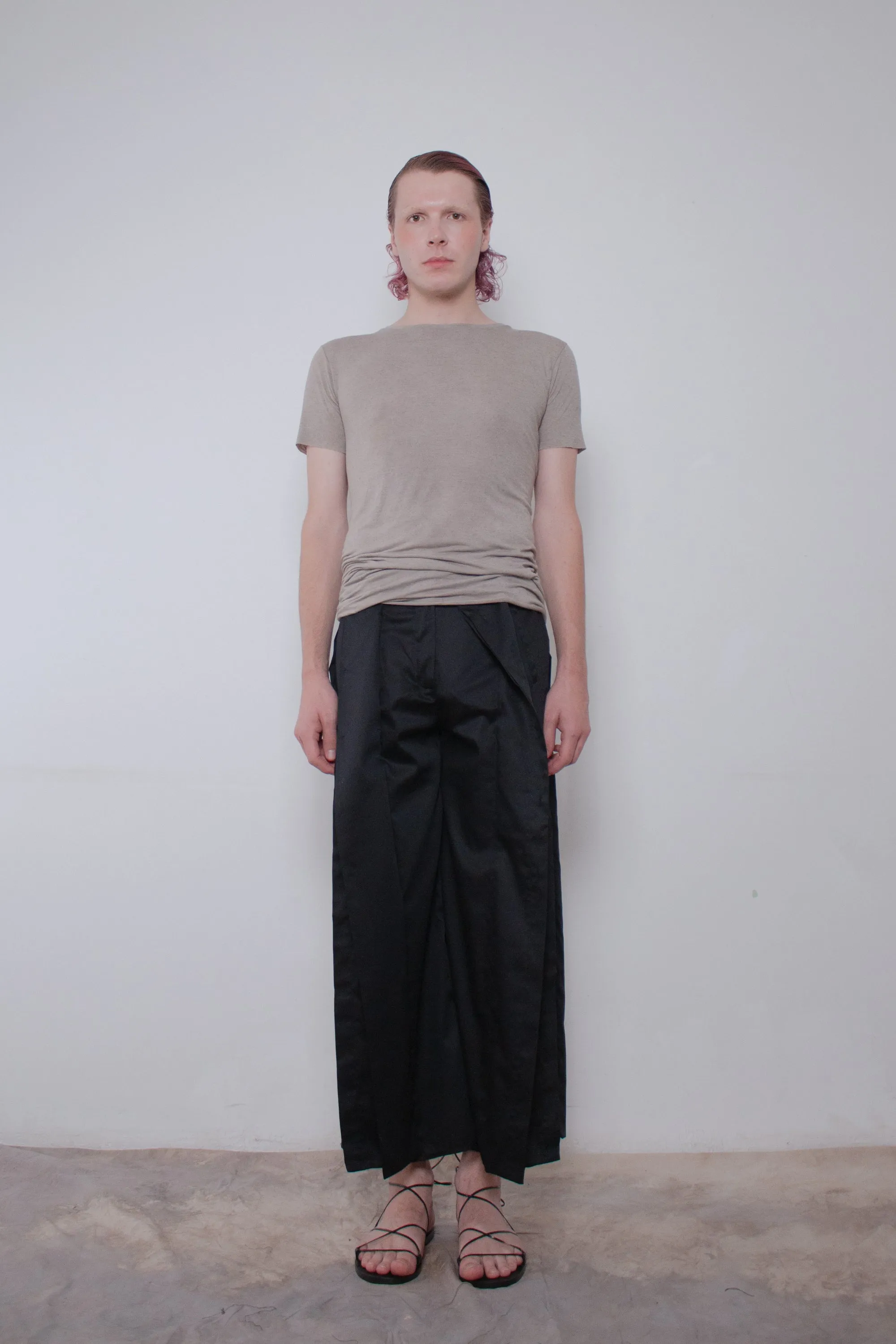 Black Buttoned Cotton Trousers