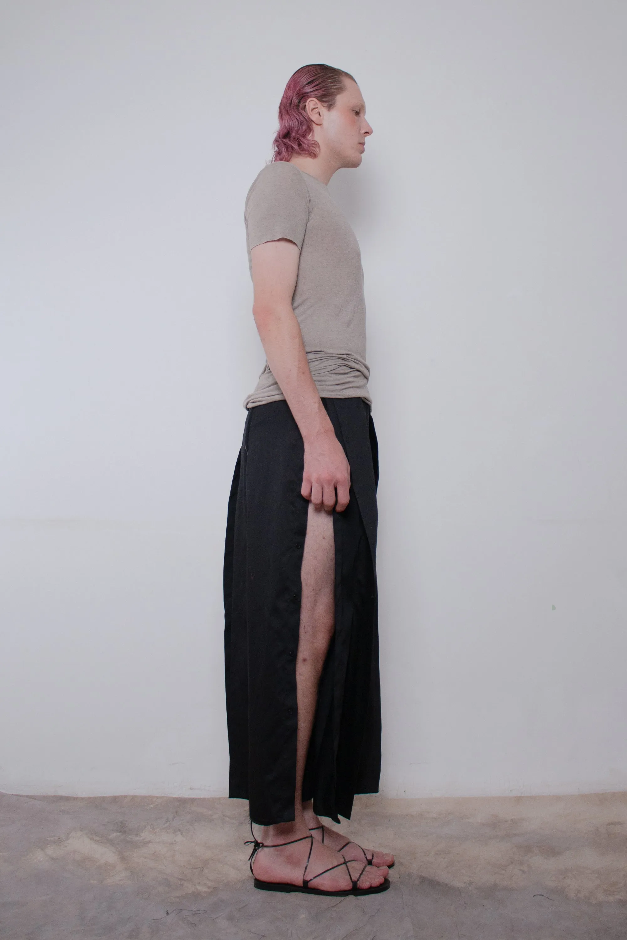 Black Buttoned Cotton Trousers