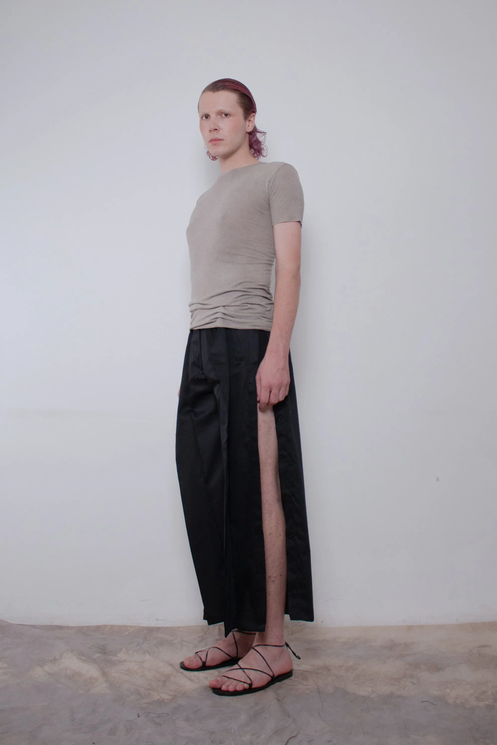 Black Buttoned Cotton Trousers