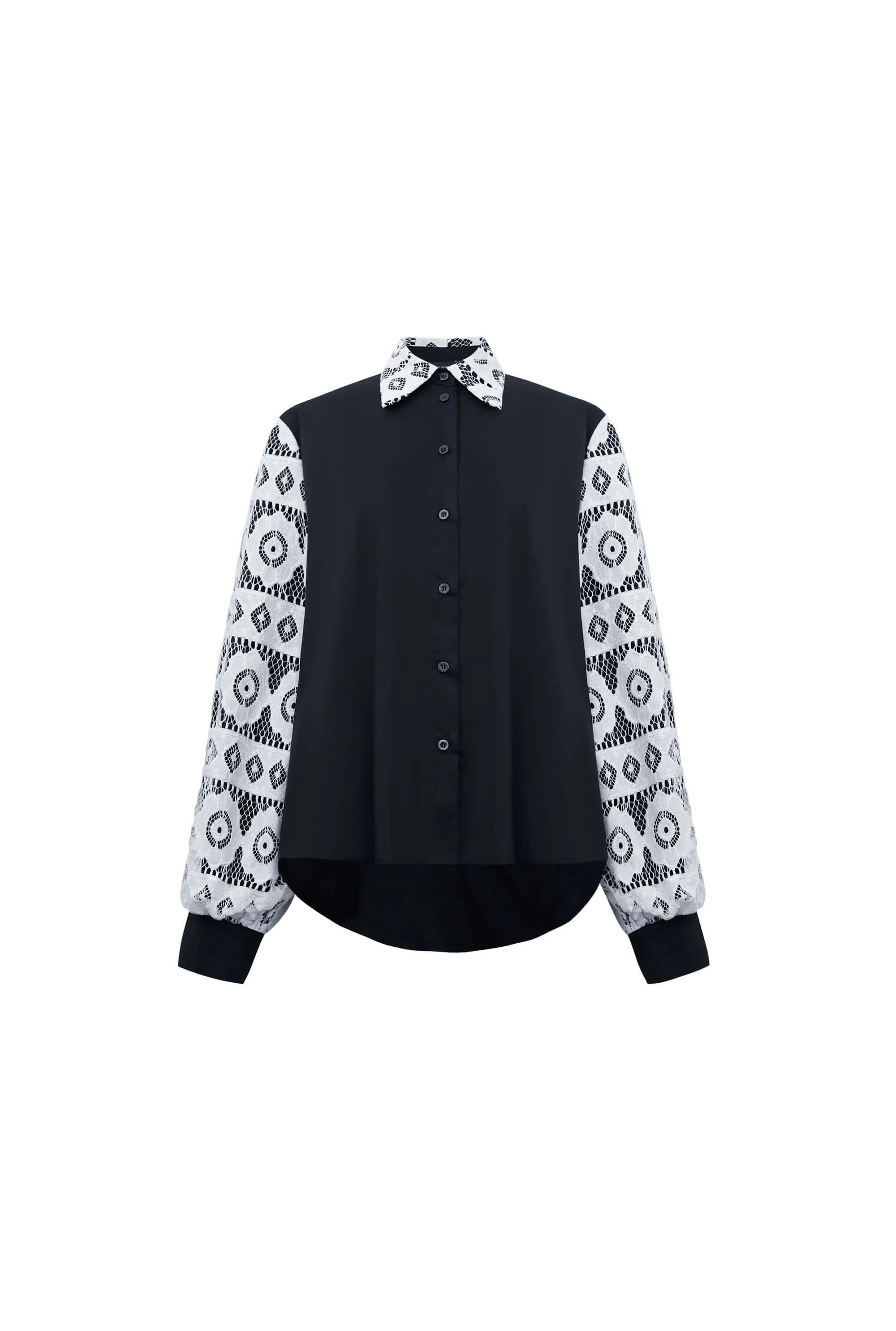 Black Crochet Sleeves Shirt