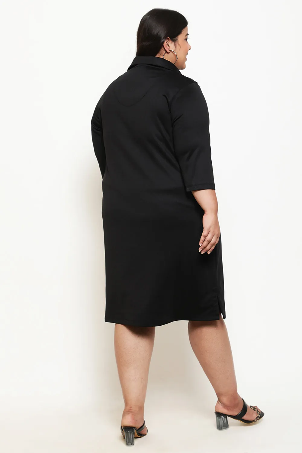 Black Winter Shirt Dress