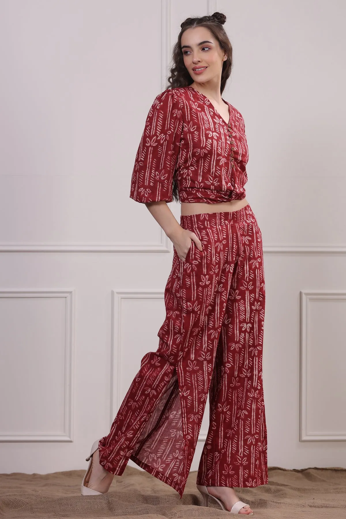 Bloom Maroon Co-ordinate Set