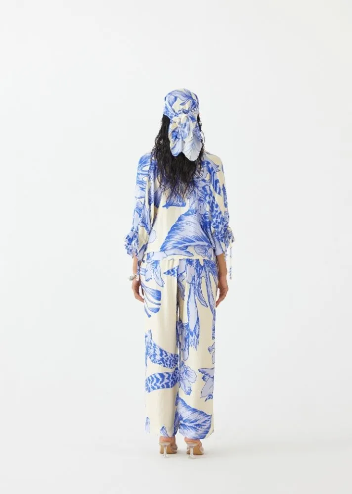 Blue Aphrodite Drawstring Shirt & Trousers