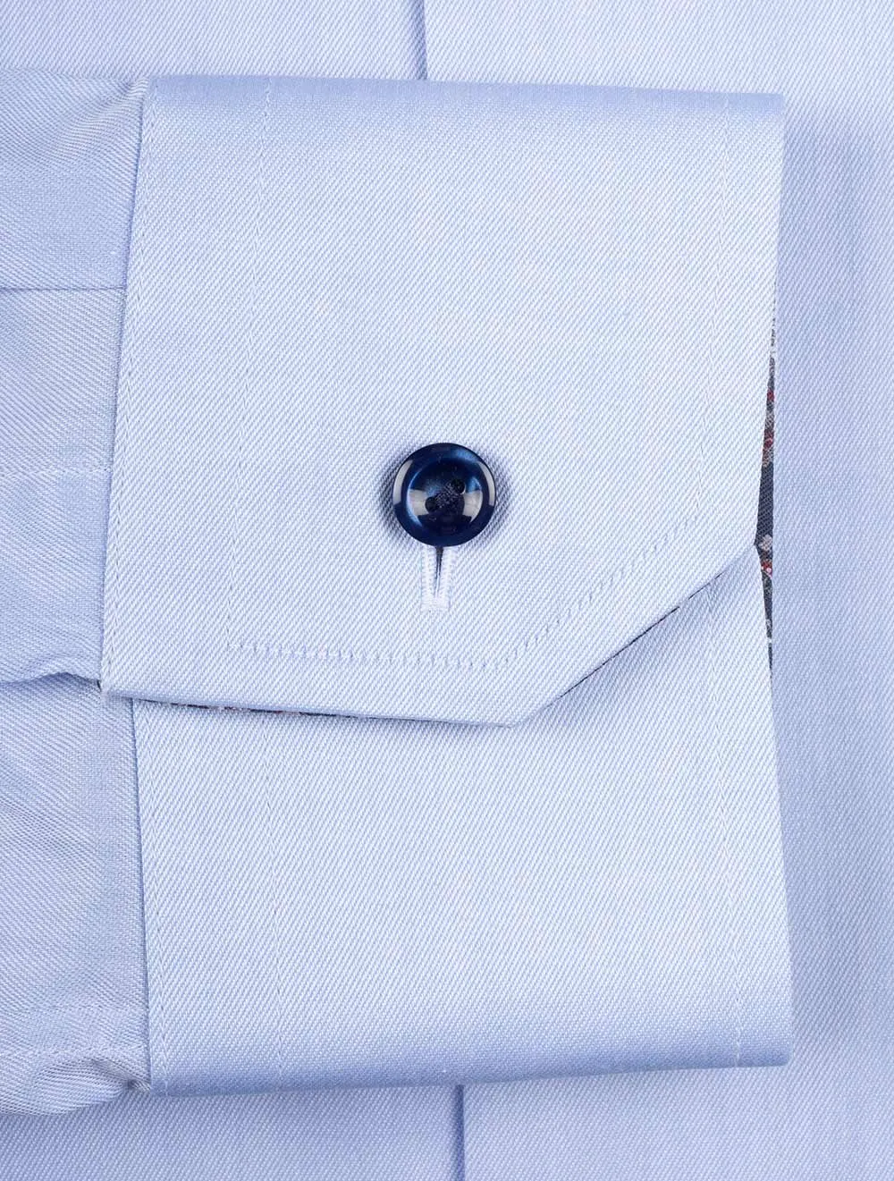 Blue Inlay and Contrast Button Slim Shirt