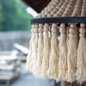 Boho Wood Bead Chandelier with Tassels