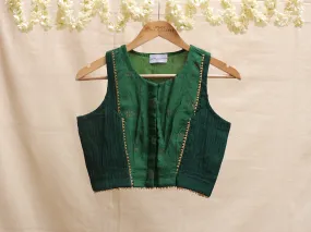 Bottle Green, crepe silk blouse