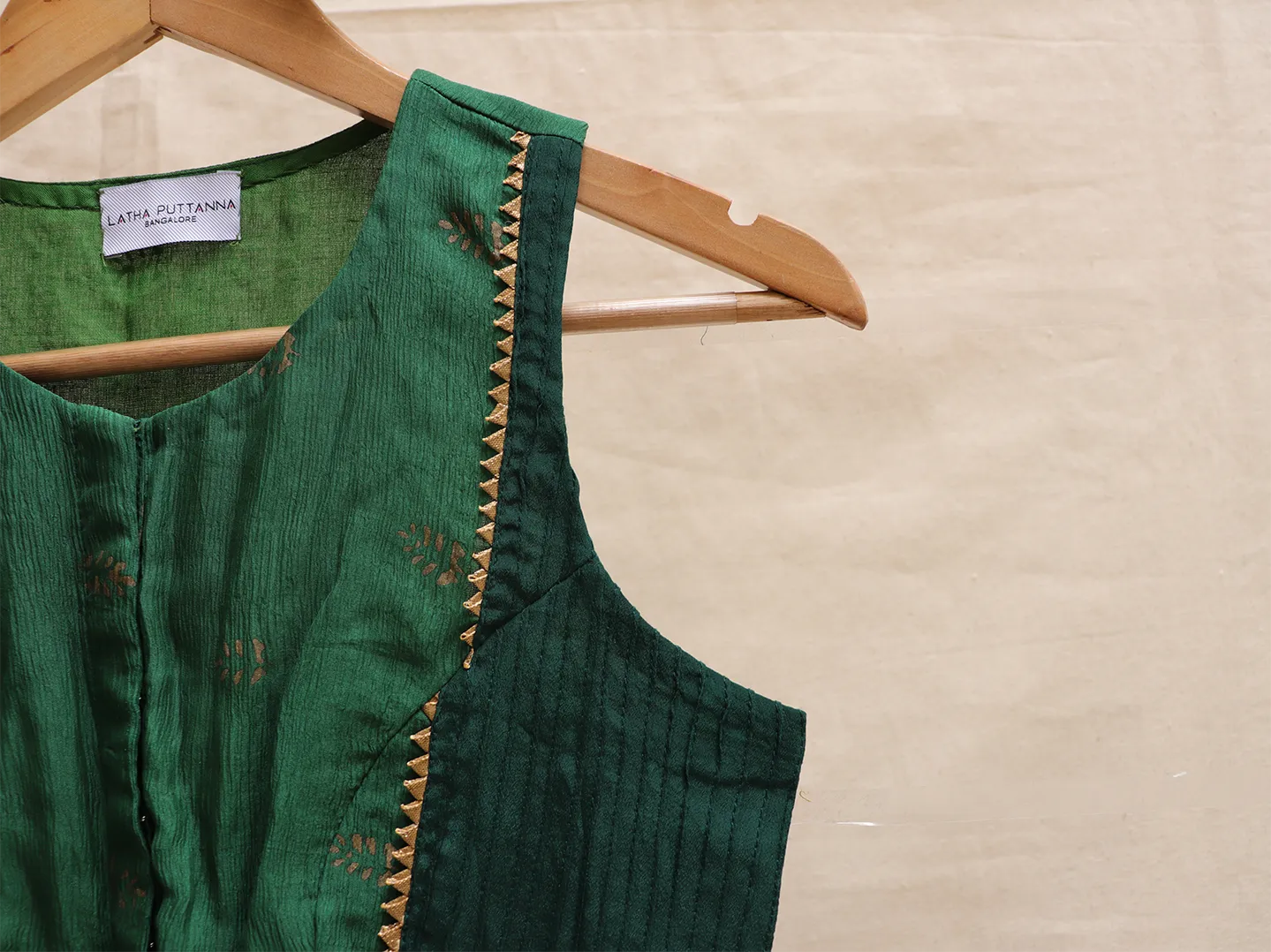 Bottle Green, crepe silk blouse