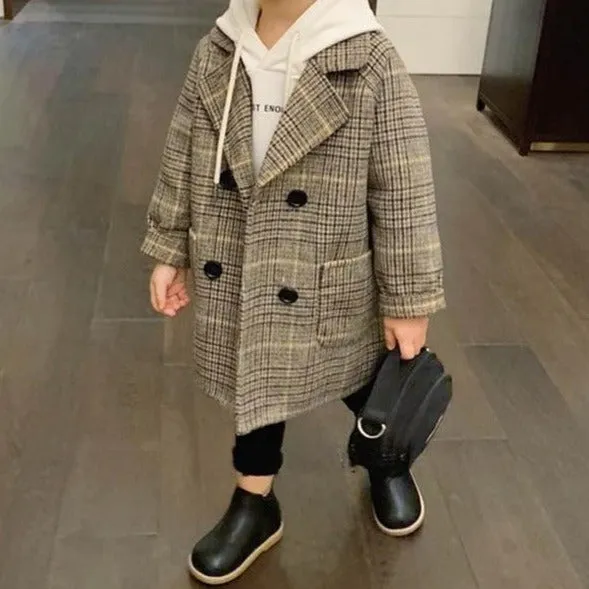 Boys Checkered and Black Elegant Coat