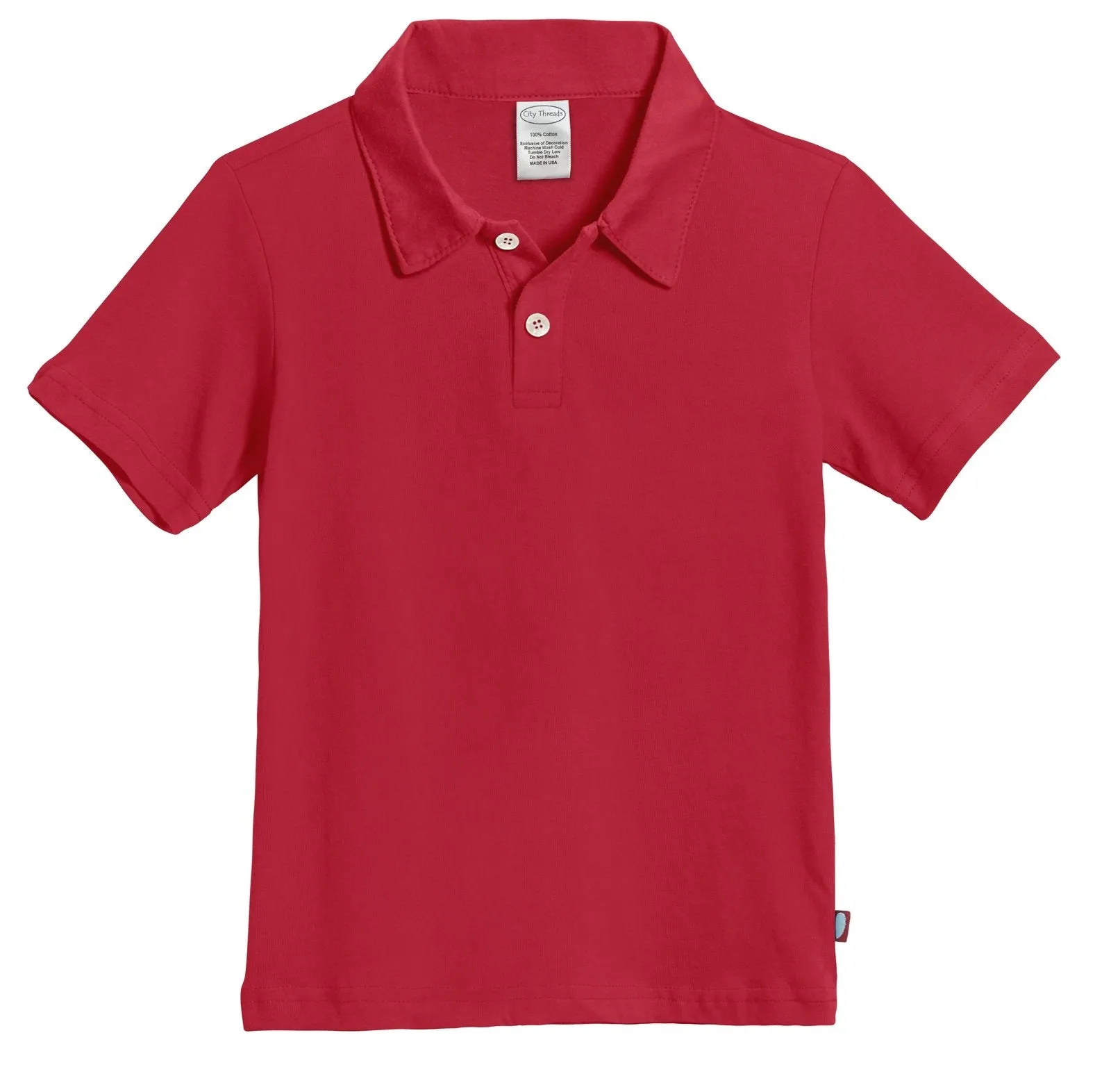 Boys Soft Cotton Jersey 2-Button Short Sleeve Polo Shirt | Uniform Red