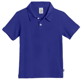 Boys Soft Cotton Jersey 2-Button Short Sleeve Polo Shirt | Uniform Royal