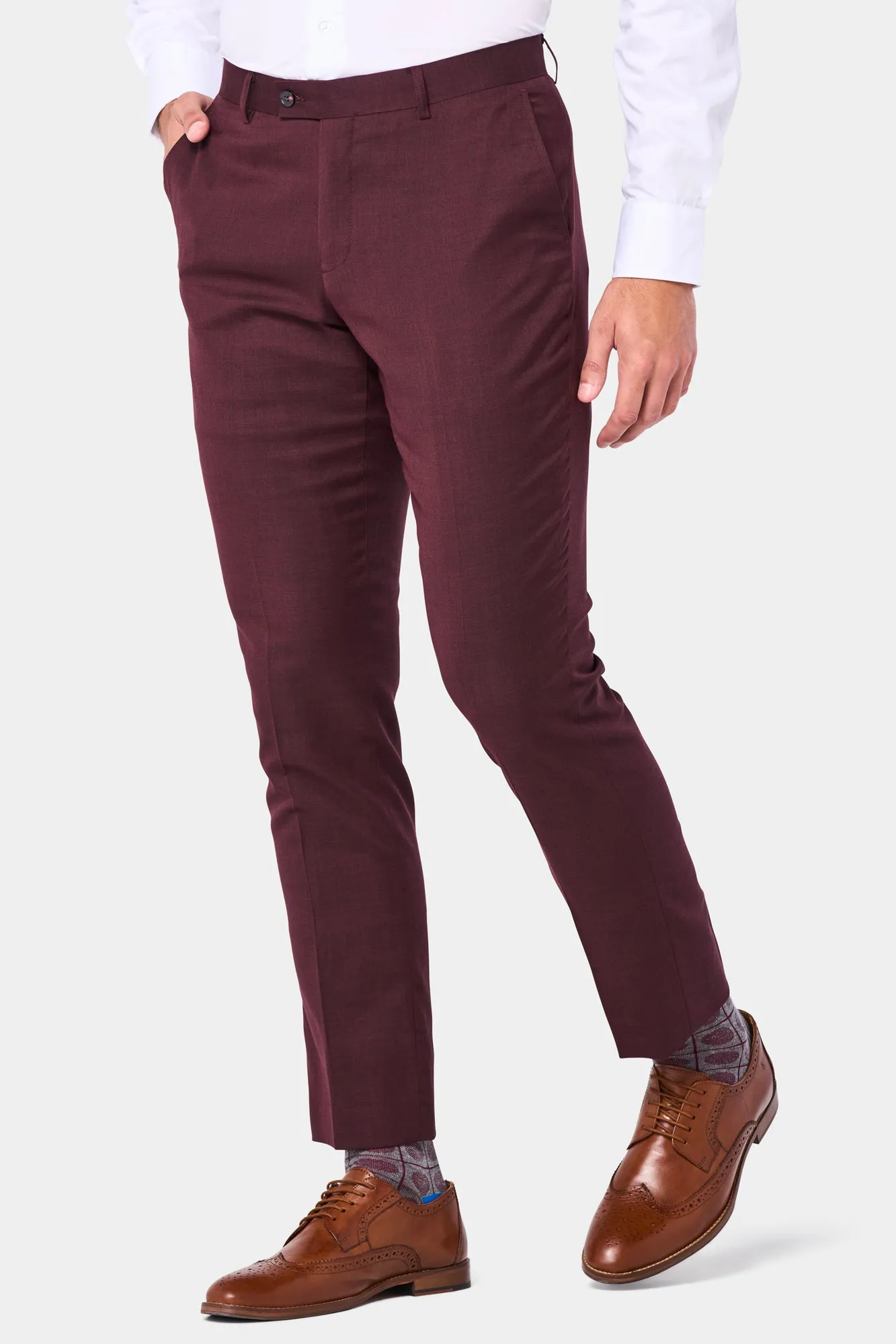 Burgundy Sharkskin 2 Button Suit