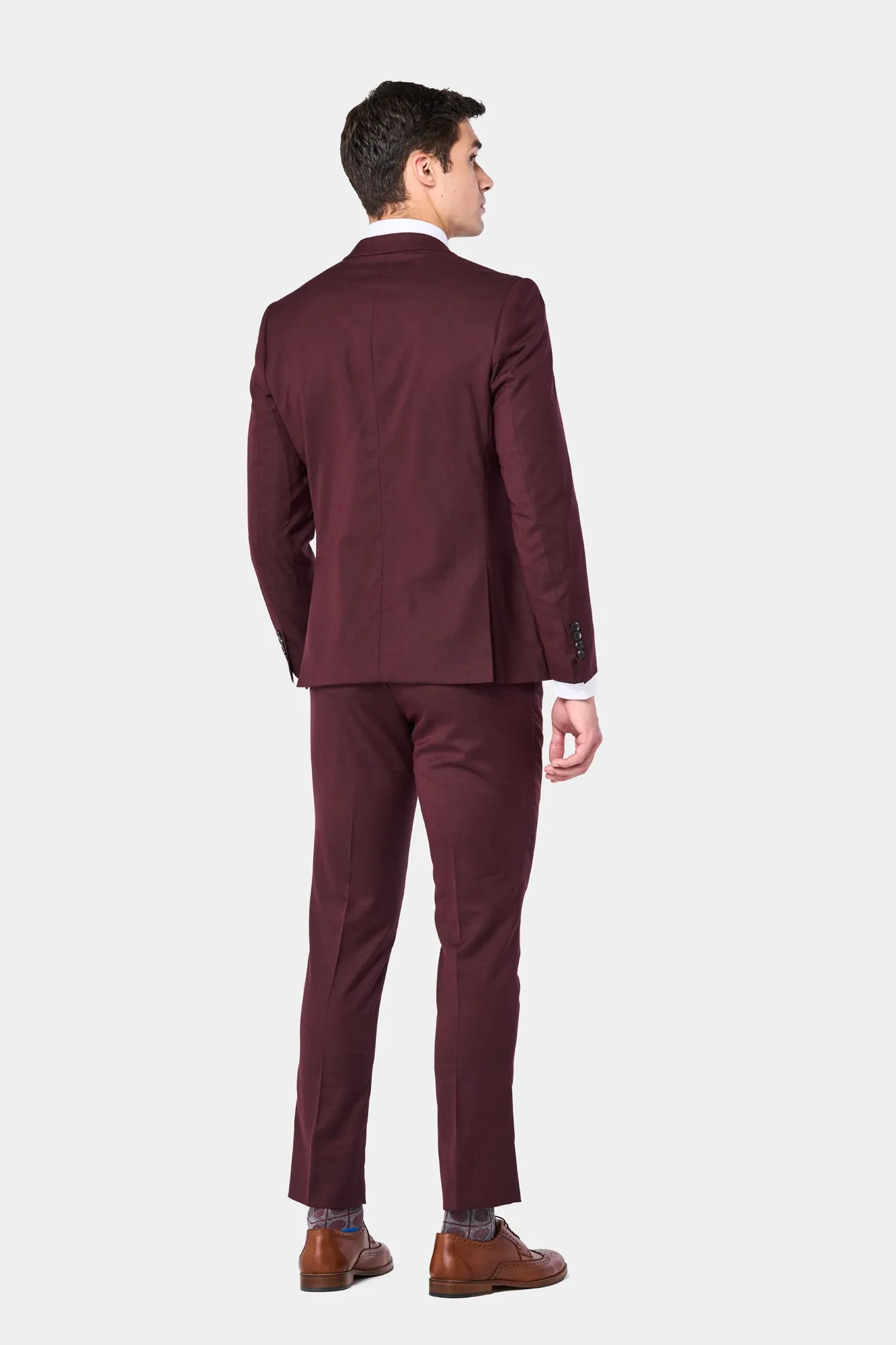 Burgundy Sharkskin 2 Button Suit