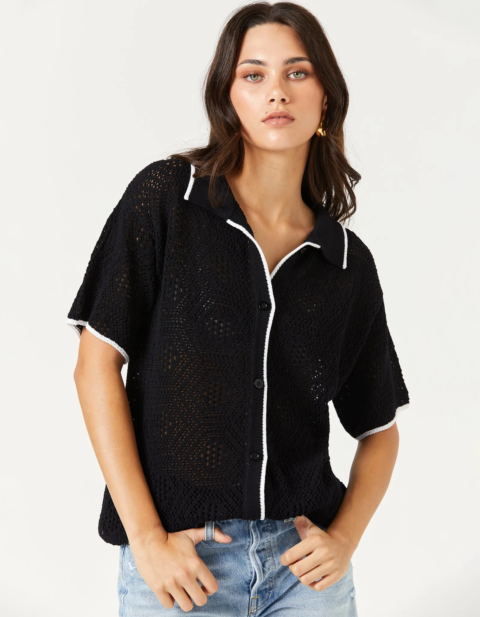 Casper Crochet Shirt - Black