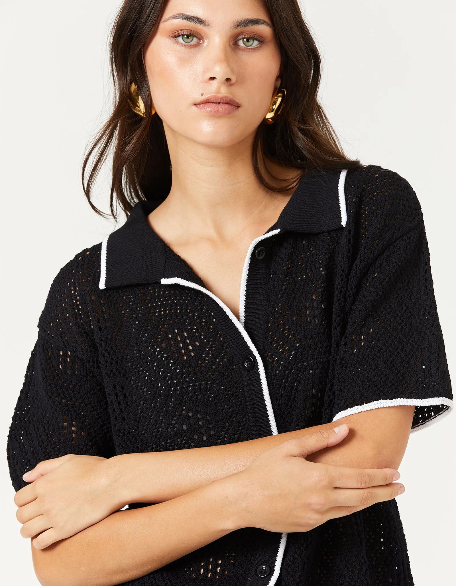 Casper Crochet Shirt - Black