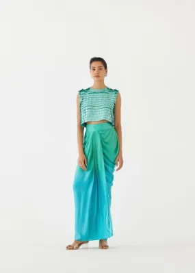 Caspian Blouse & Ombre Draped Skirt