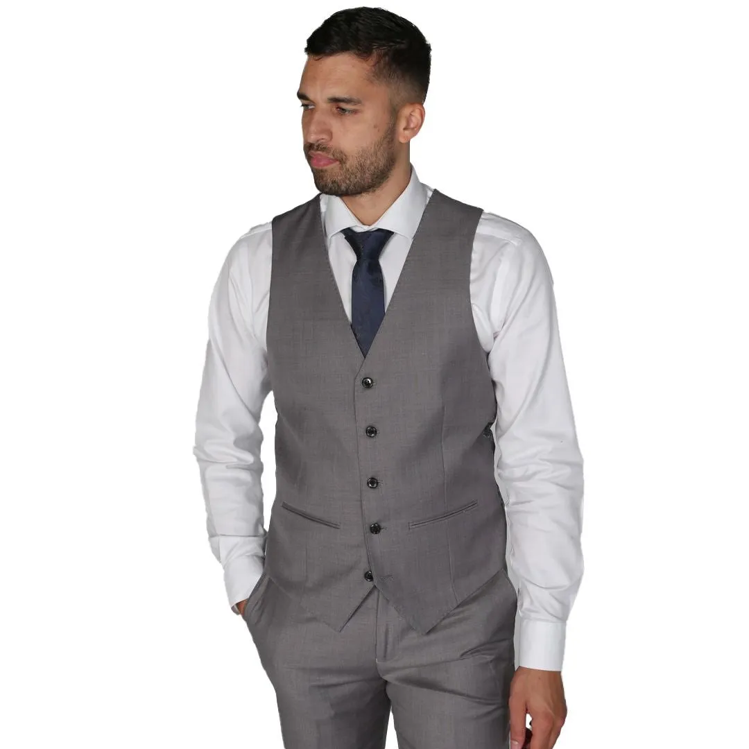 Charles - Men's Grey Plain Waistcoat