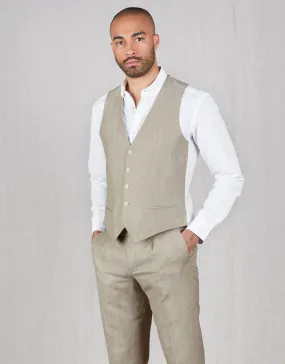 Churchill Bone Linen-Wool Blend Twill Waistcoat