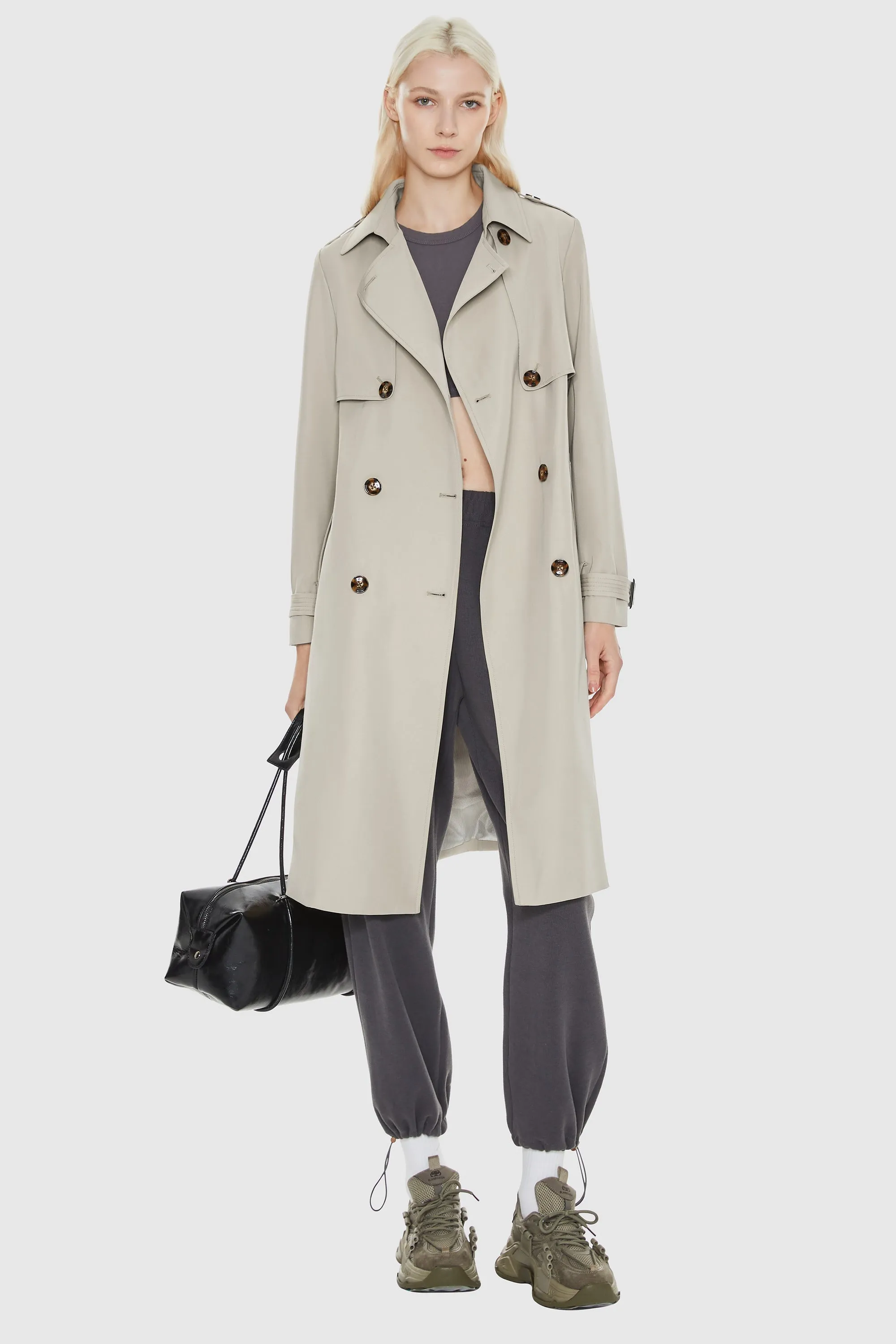 Classic Double-Breasted Lapel Trench