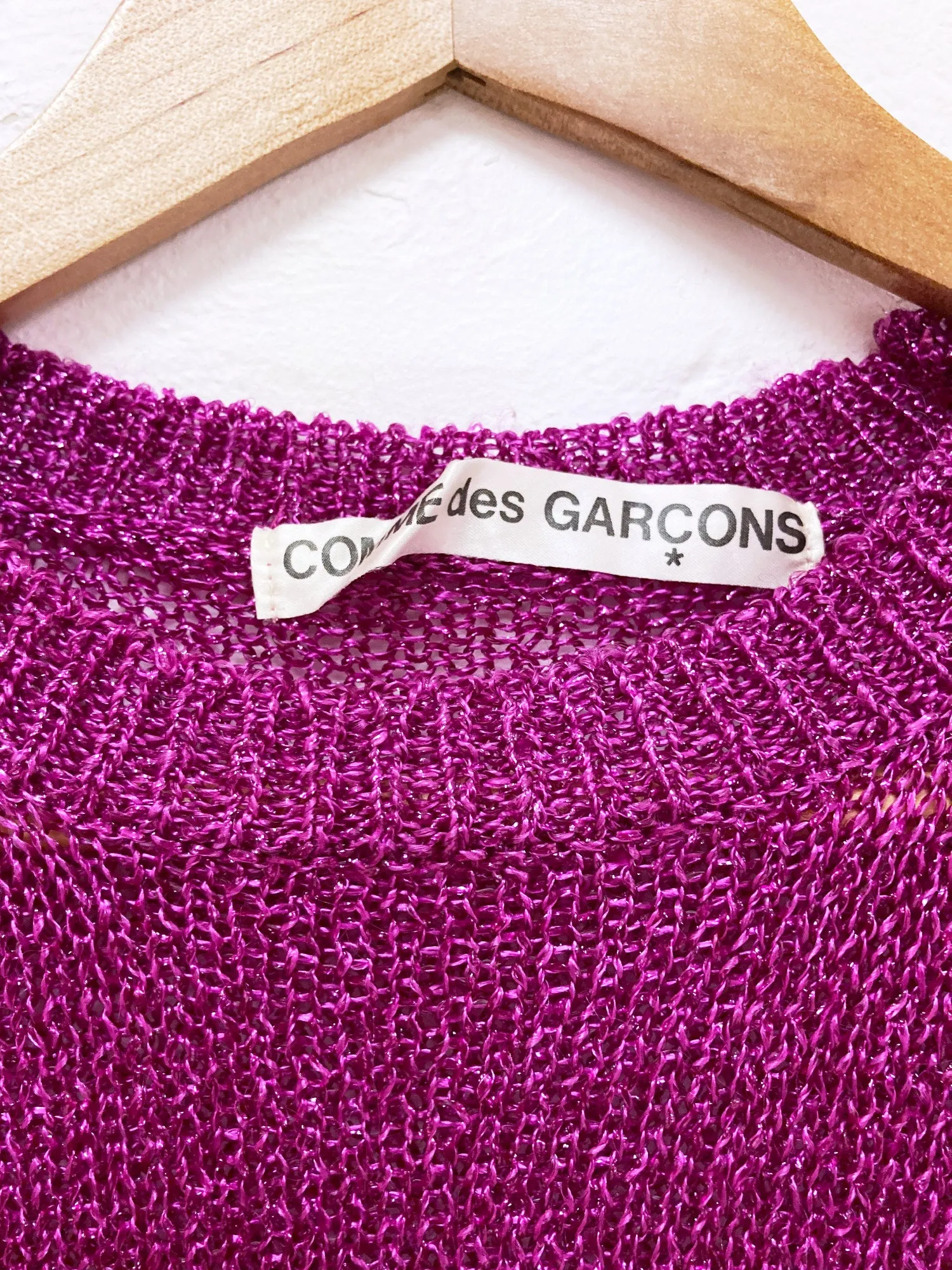 Comme des Garcons 1999 pinky purple nylon sweater with glittery finish