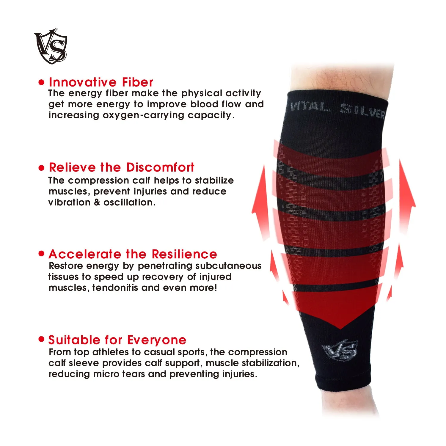 Compression Calf/Shin Sleeves / Black (2PCS)