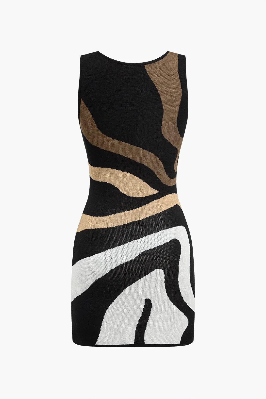 Contrast Zebra Print Knit Tank Mini Dress