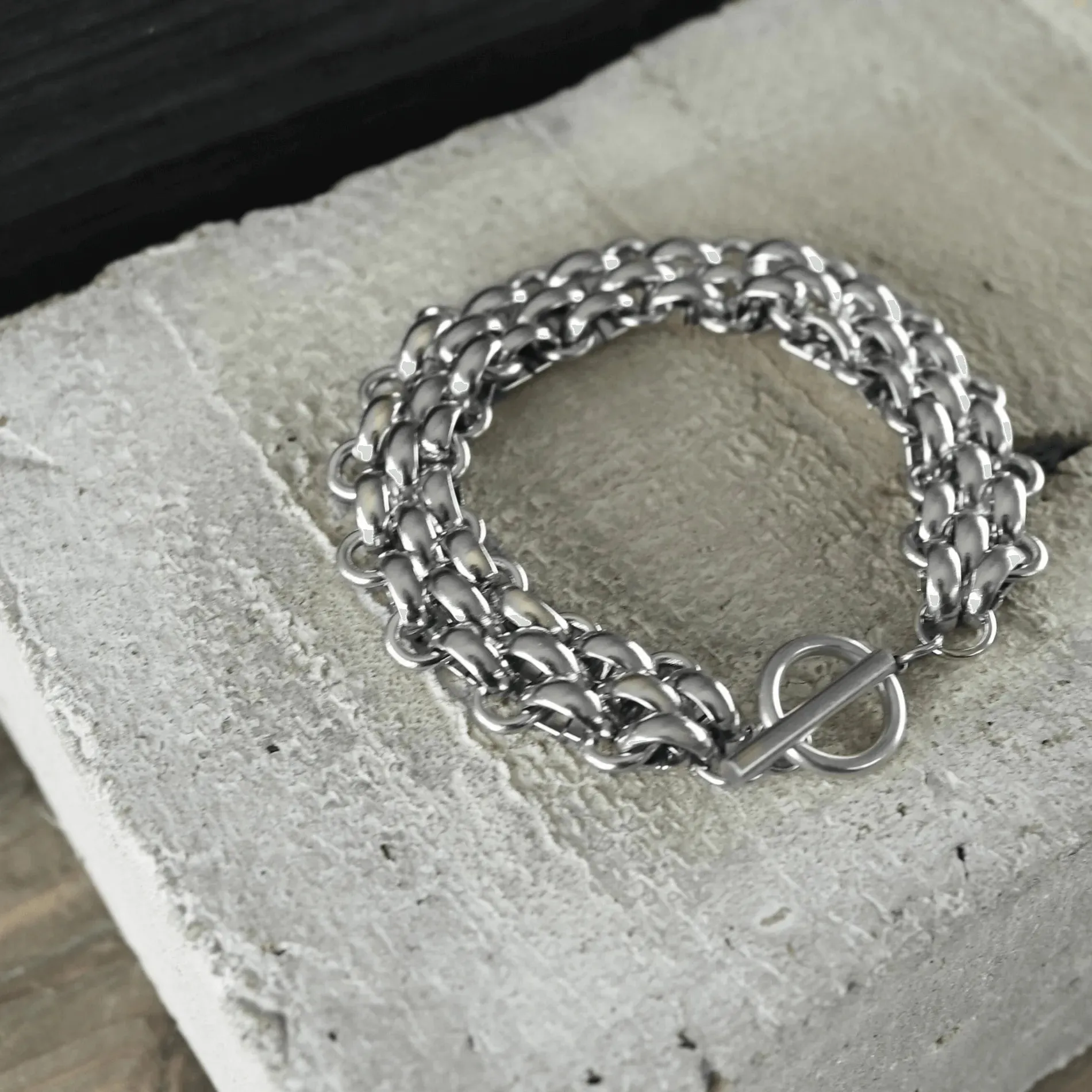 Courage Waterproof Crochet T Bar Bracelet Silver Plating