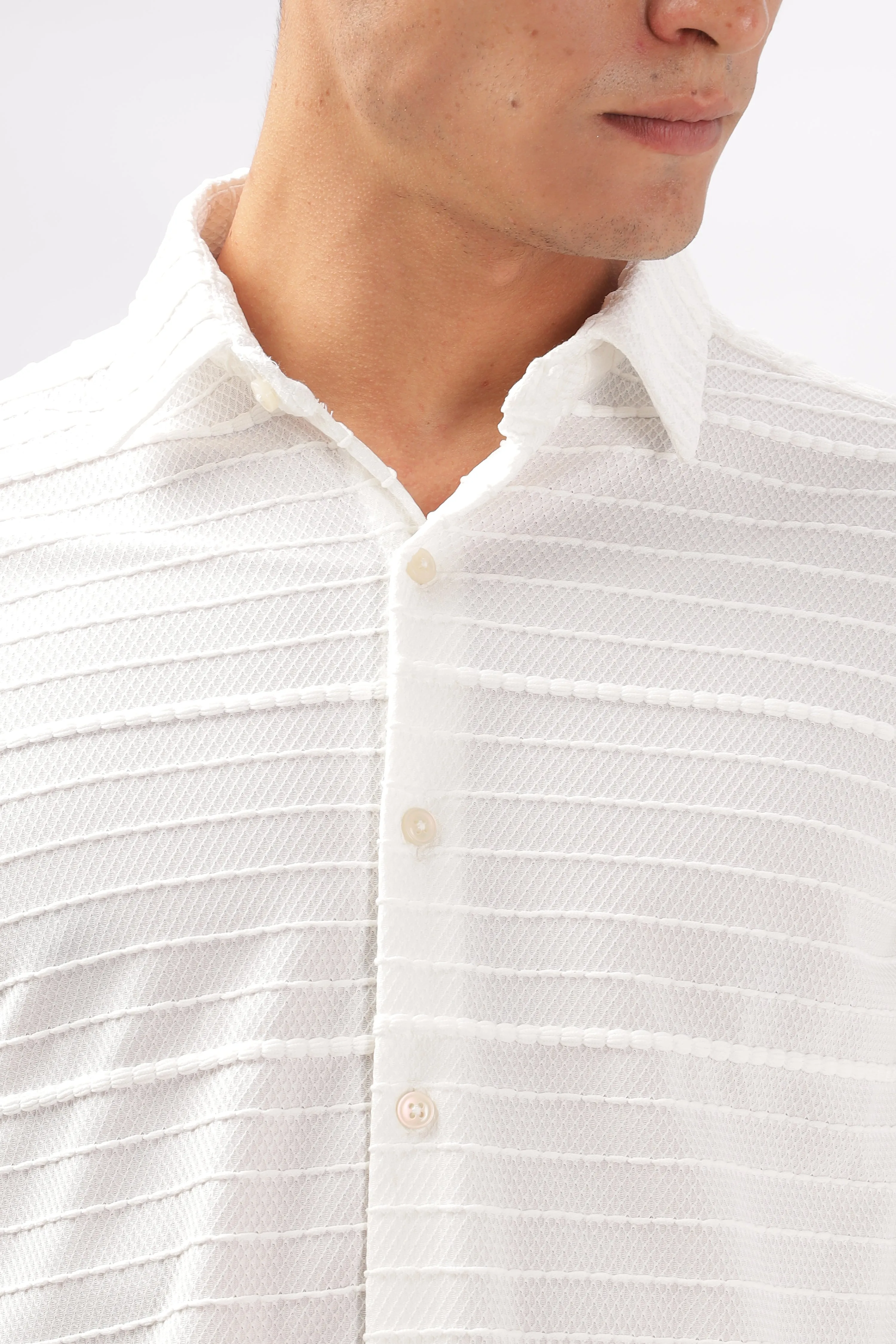 Crochet Textured  White Shirt