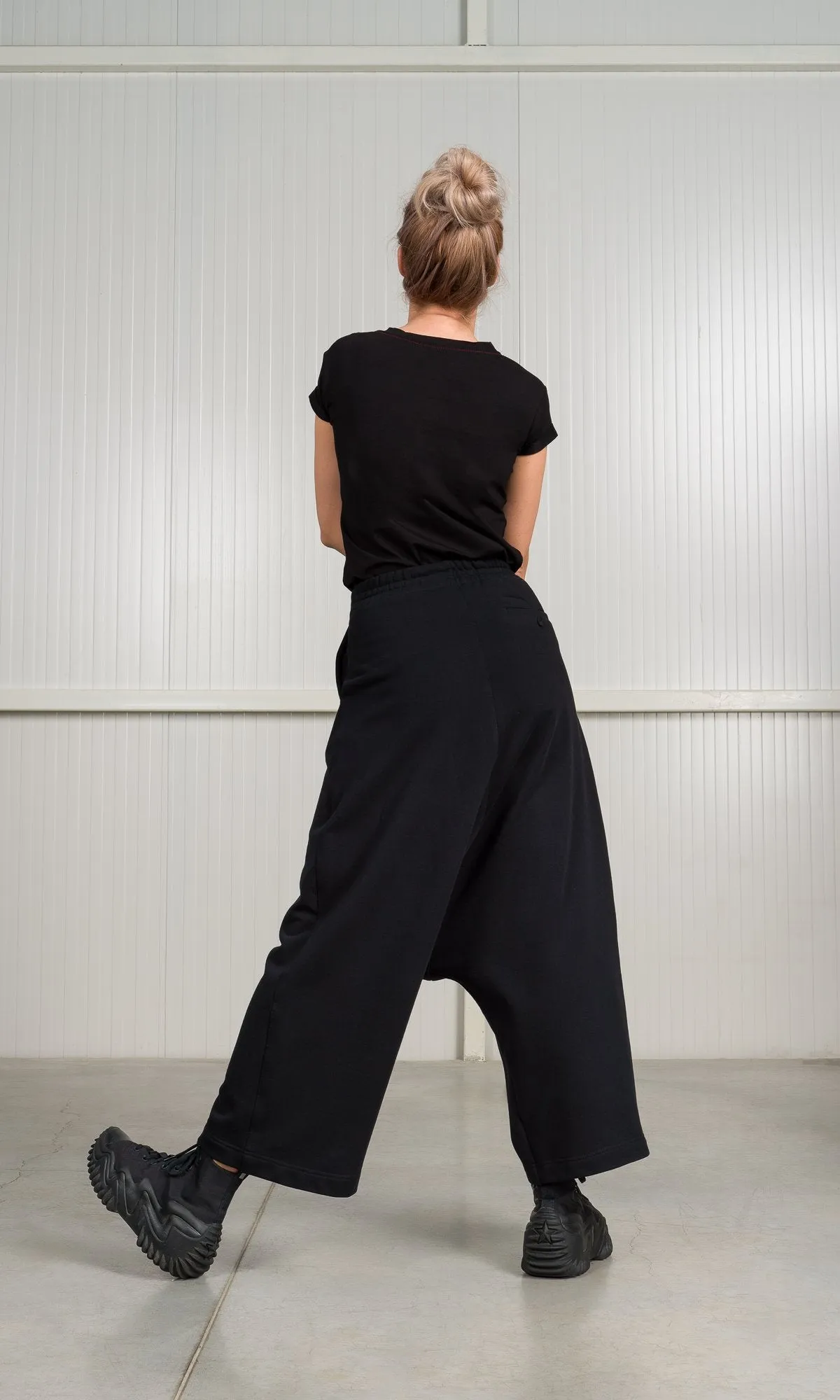 Deep Drop Crotch Pants with Zipper Fly