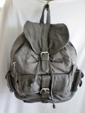 DEUX LUX Faux Leather BACKPACK Shoulder Rucksack Travel Book BAG GRAY Vegan Charcoal