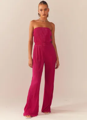 Doing The Most Plisse Jumpsuit - Magenta