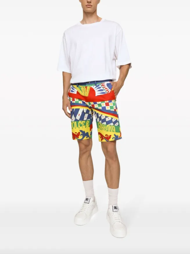 Dolce & Gabbana Carretto-print stretch cotton drill shorts