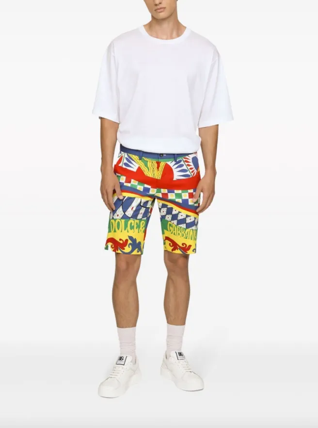 Dolce & Gabbana Carretto-print stretch cotton drill shorts