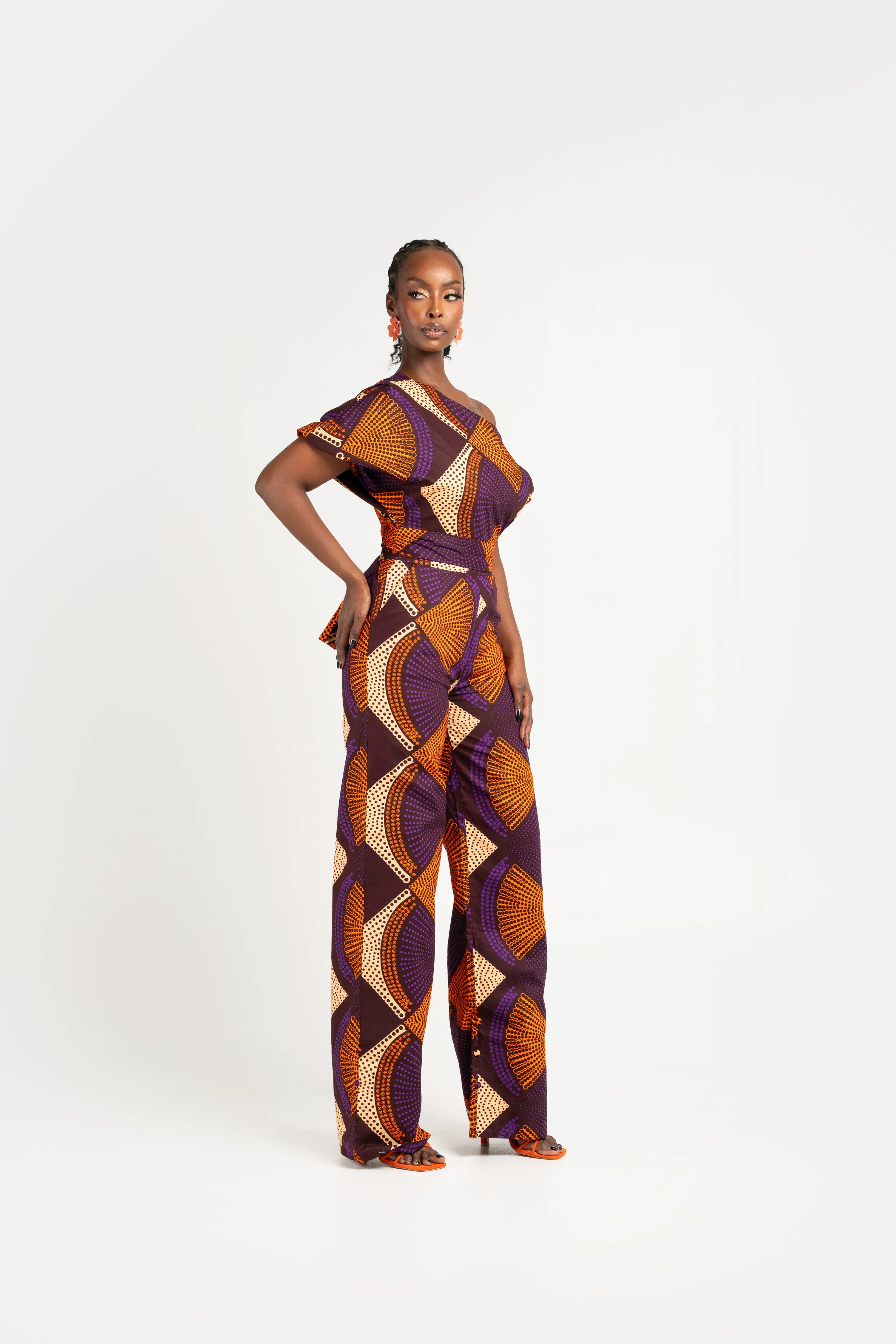 DORA African print One Shoulder jumpsuit (3 LENGTH)