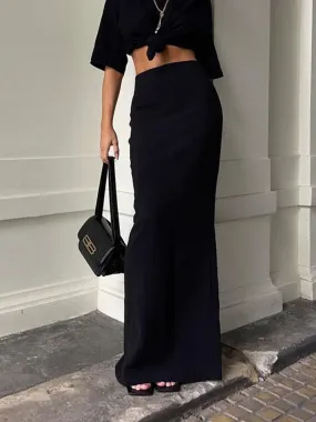 DressBetty - Black High Waist Seamless Elegant Summer 2024 Maxi Skirt