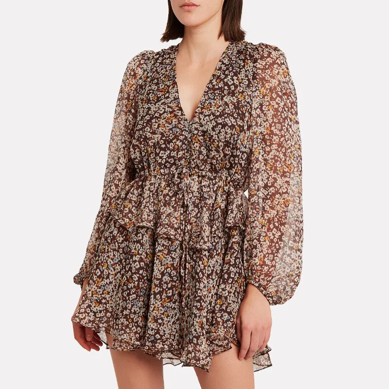 DressBetty - Lace Lantern Chiffon Dress