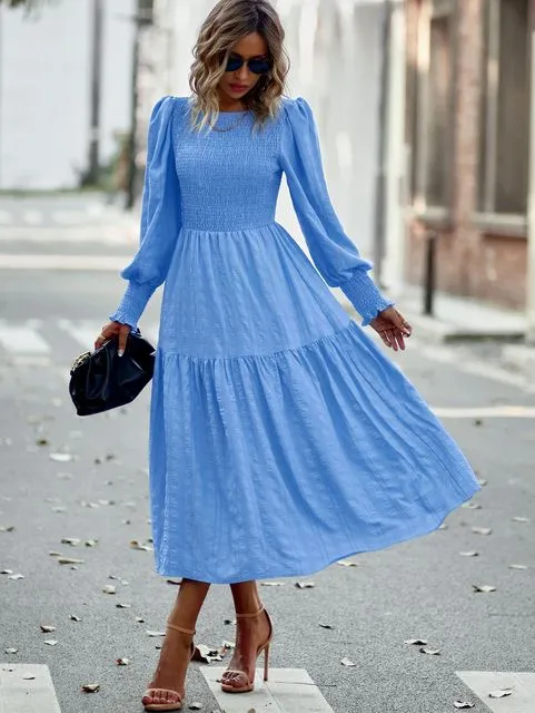 DressBetty - O-Neck Lantern Sleeve Dress