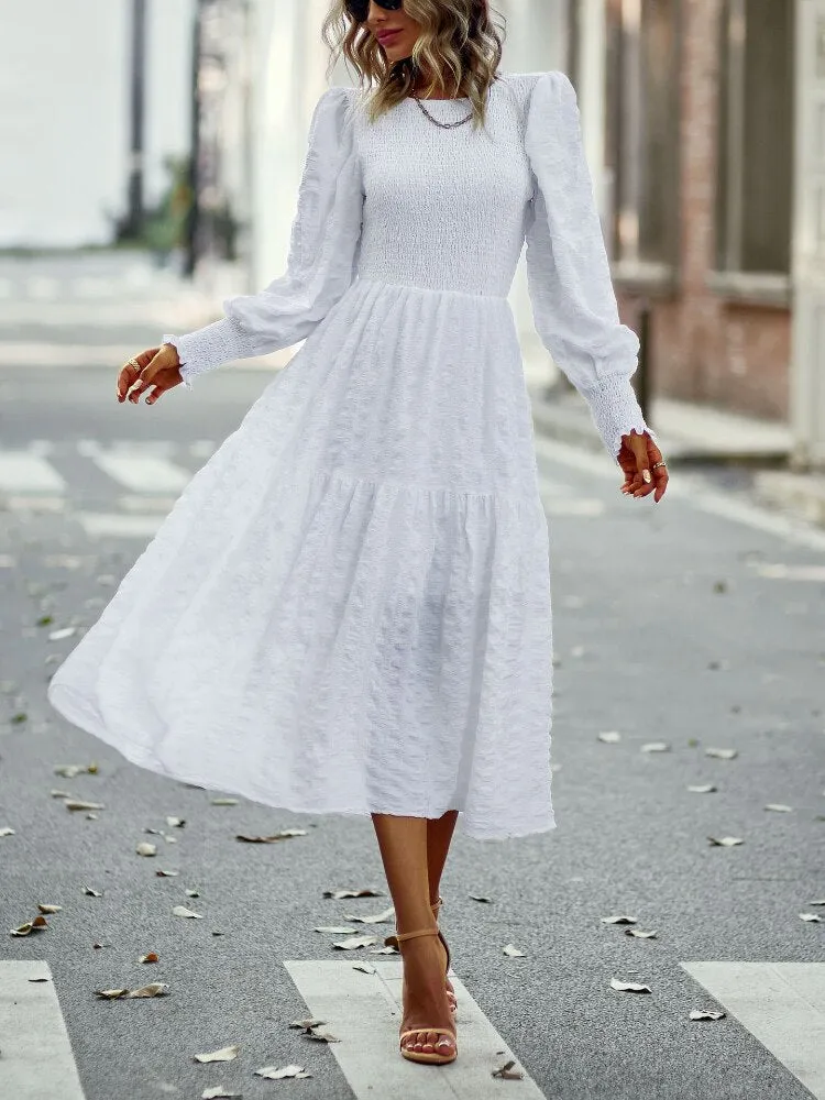 DressBetty - O-Neck Lantern Sleeve Dress