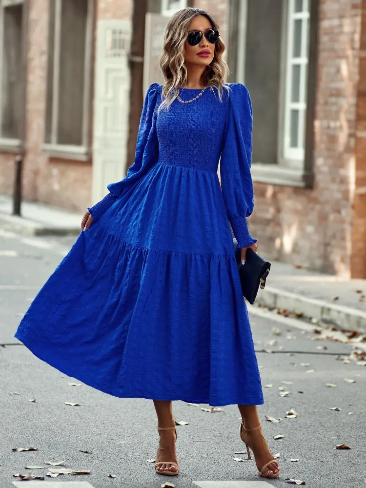 DressBetty - O-Neck Lantern Sleeve Dress