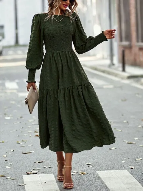 DressBetty - O-Neck Lantern Sleeve Dress