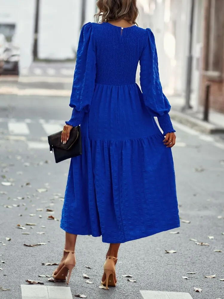 DressBetty - O-Neck Lantern Sleeve Dress