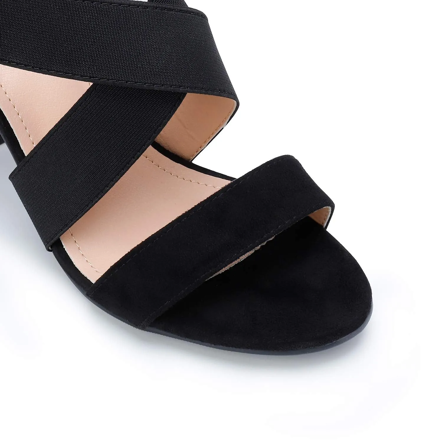 Elastic Strap Heel Sandals