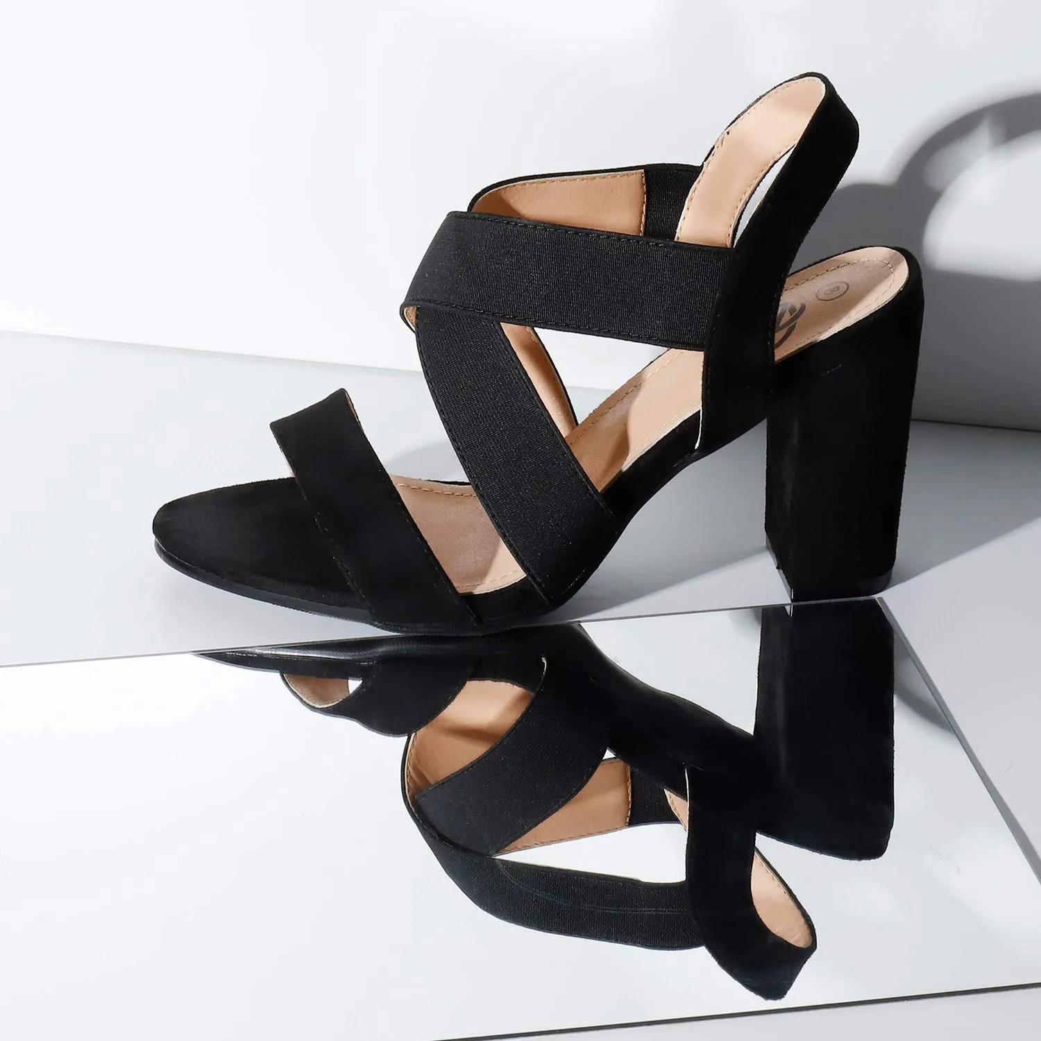 Elastic Strap Heel Sandals