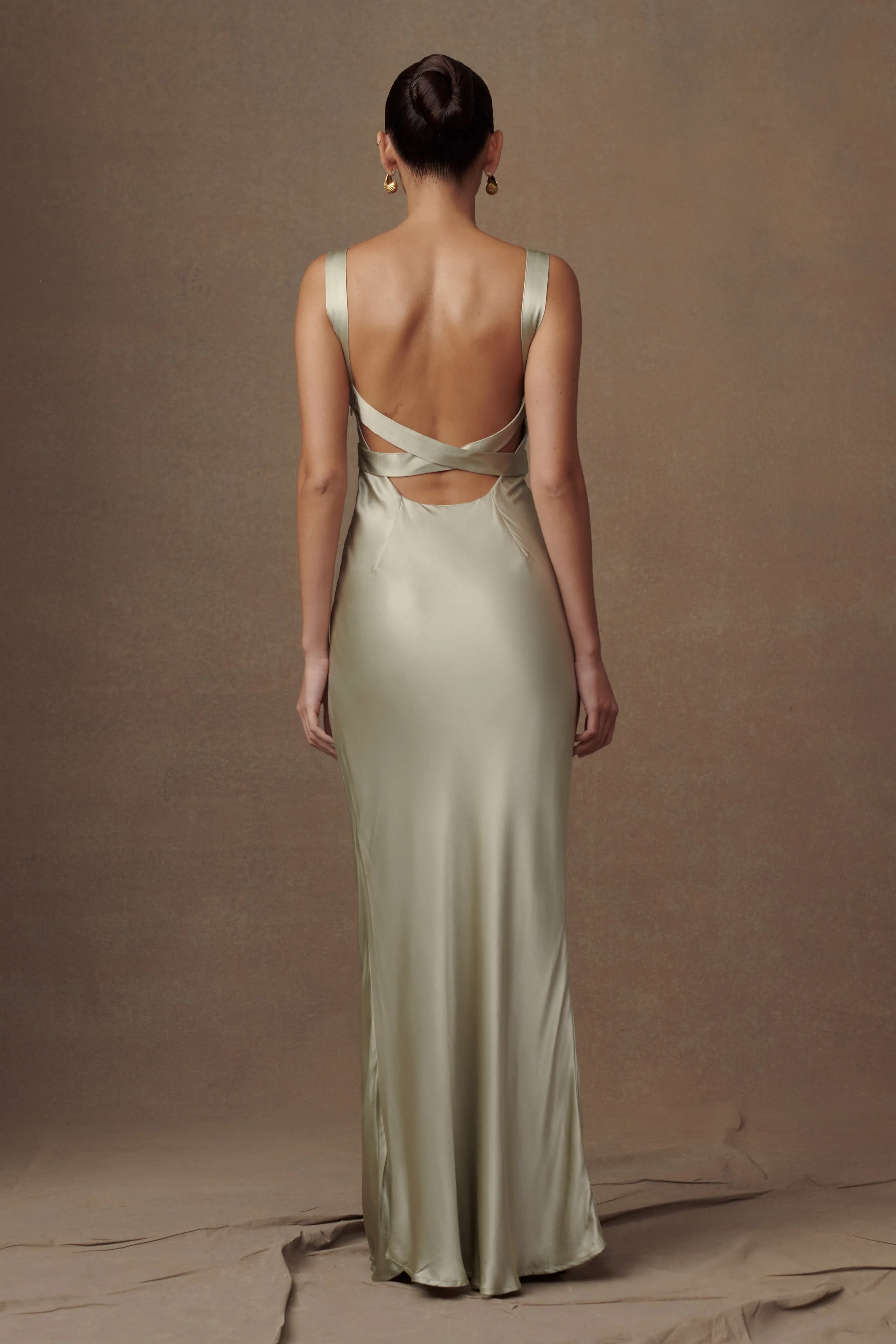 Ensley Satin Maxi Dress - Sage