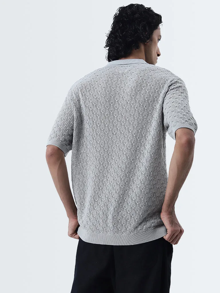 ETA Grey Knitted Slim-Fit Cotton T-Shirt