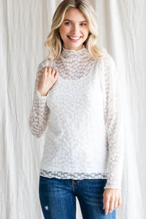 Floral Elegance White Lace Top