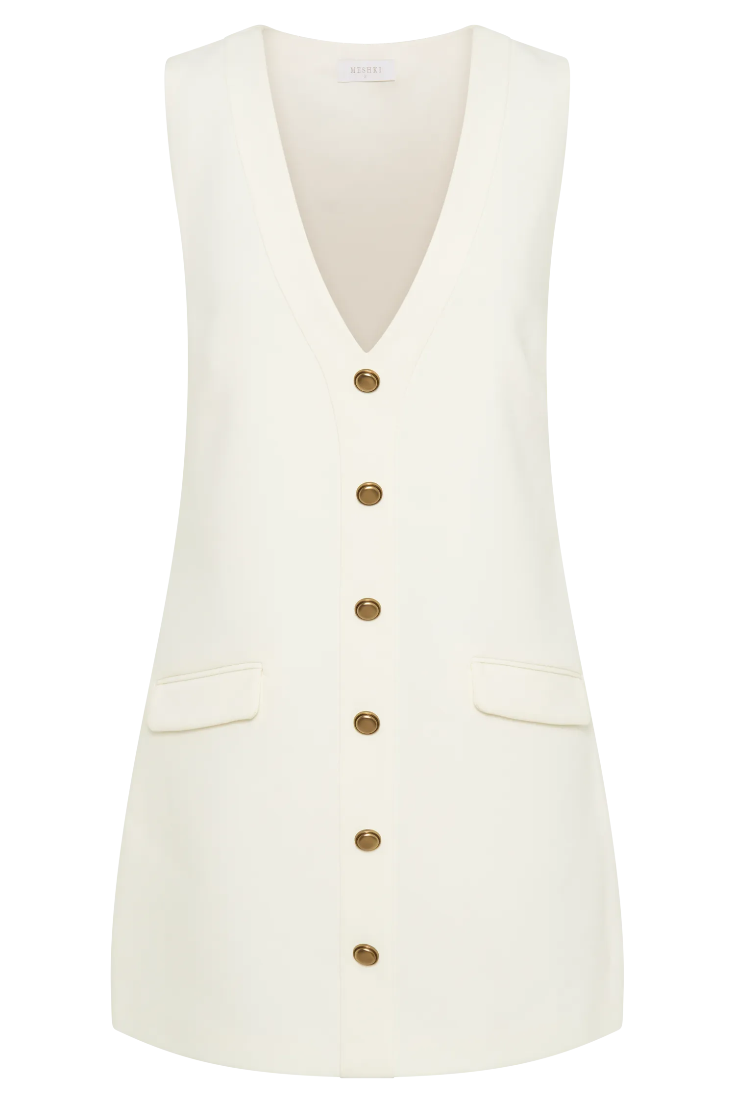 Florentina Sleeveless Suiting Mini Dress - Ivory