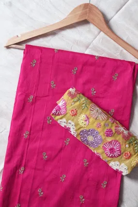 Fuchsia And Mustard Saree set (2 Piece)