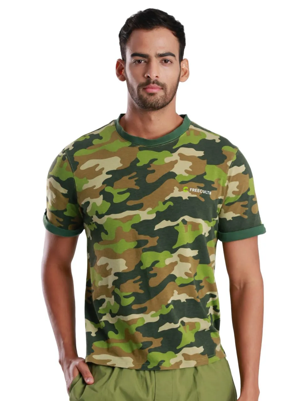 Full Camo Camo Printed Organic Bamboo T-Shirt (Pack Of 1)